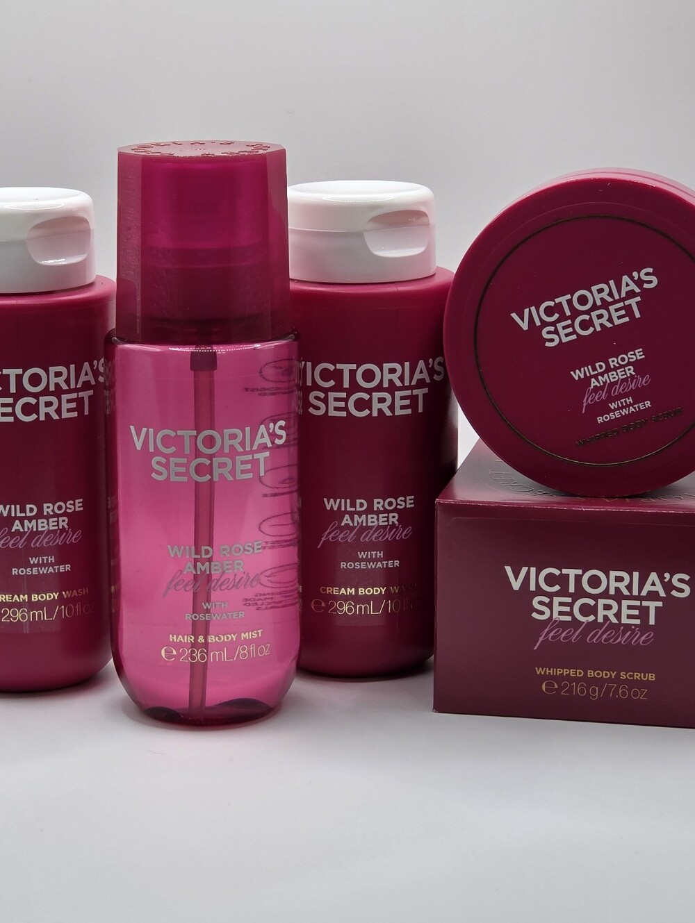 Victoria's Secret Wild Rose Amber Feel Desire 4PC Bundle New!
